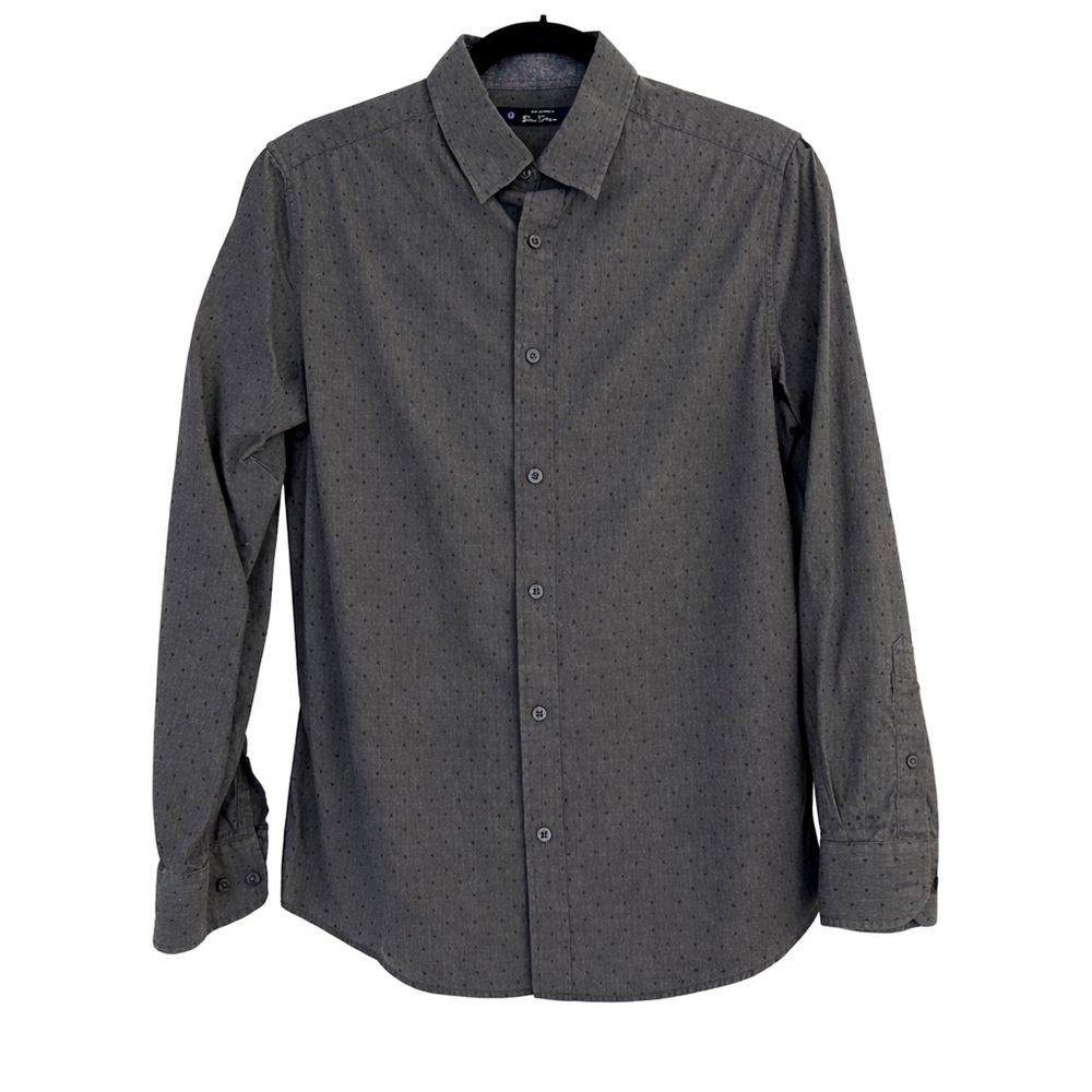 Ben Sherman Men’s Gray Button-Up Shirt Size Small Slim Modern Fit